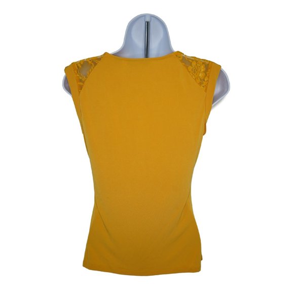 Crew Neck Yellow Sleeveless Top Tank Desing Sz Xs - Picture 5 of 8